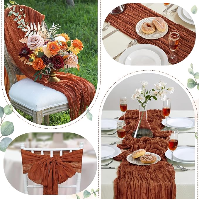 AGIRL 12 Pack Terracotta Cheesecloth Table Runner 10FT Fall Boho Home Decor | - Image 4