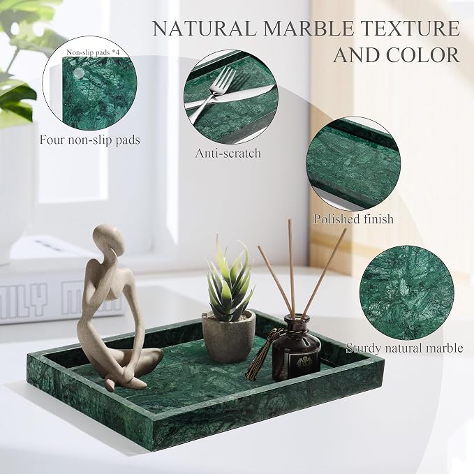Real Natural Marble Tray for Bathroom, Genuine Marble Stone Vanity Tray - Image 6