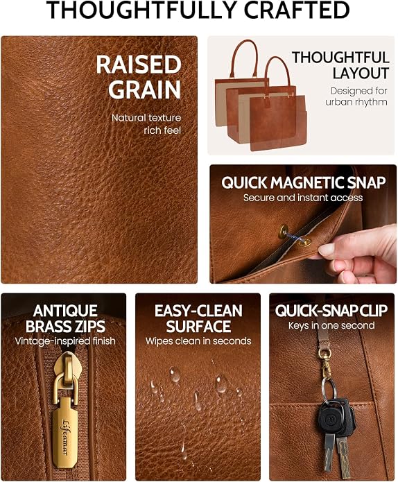 Laptop Tote Bag for Women, Leather Work Tote - Image 6