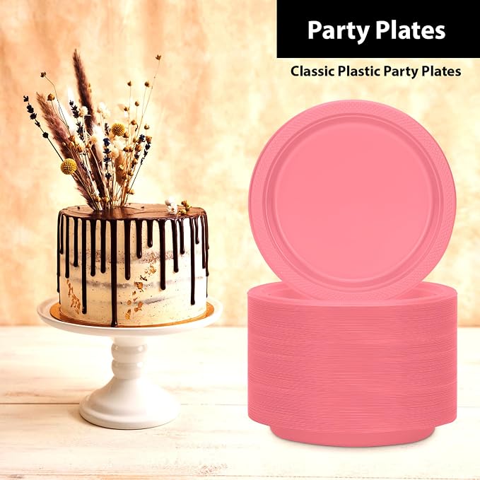 Pink Solid Color Premium Heavy Weight Plastic 50 Count - Image 4