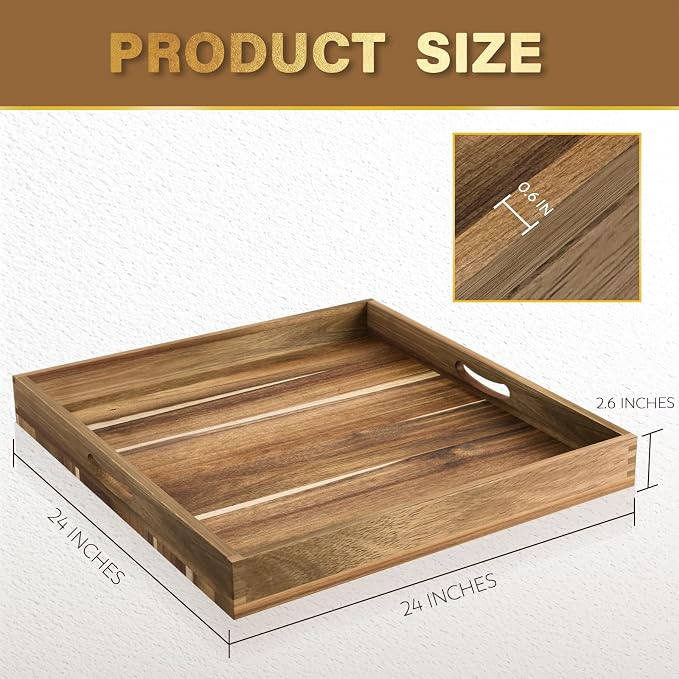 Extra Large Ottoman Tray, Oversized Coffee Table Tray, Serving Platter Tray - Image 3