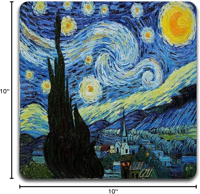 Van Gogh Style Watercolor Painting Square Coaster Set of 4 | Square Coaster Set - Image 6