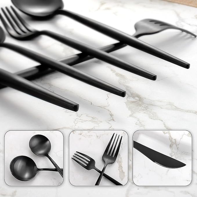 Silverware Set for 8, IBIILII JEFF 40 Pieces Stainless Steel Flatware Set，Matte - Image 4