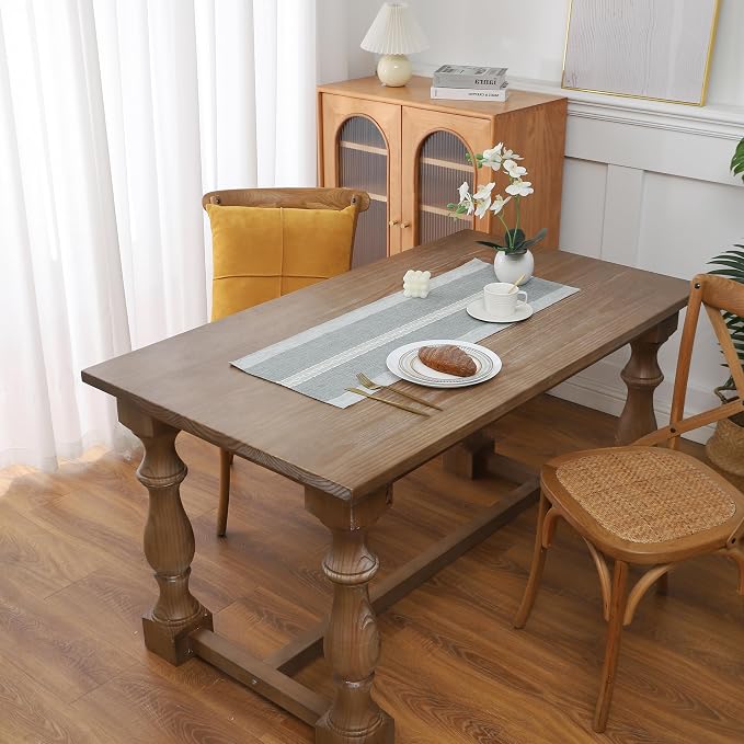 Gernaice 2PCS Boho Table Runner, Rustic Cotton Linen Farmhouse Table Runners - Image 2