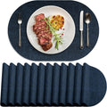 Placemats Set of 12-17" x 11.8" Waterproof & Heat Resistant Oval Place Mats by Delicateandelegantplacemats