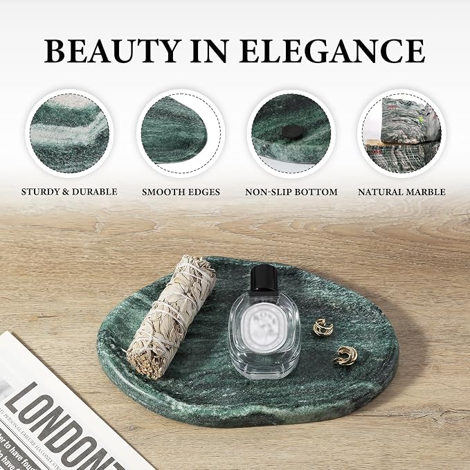 Green Marble Cloud Shape Vanity Tray, Serving Stone Key Tray - Image 3