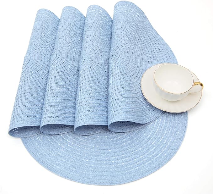 SHACOS Round Braided Placemats Set of 4 Washable 15 inch Round Non Slip Table - Image 5