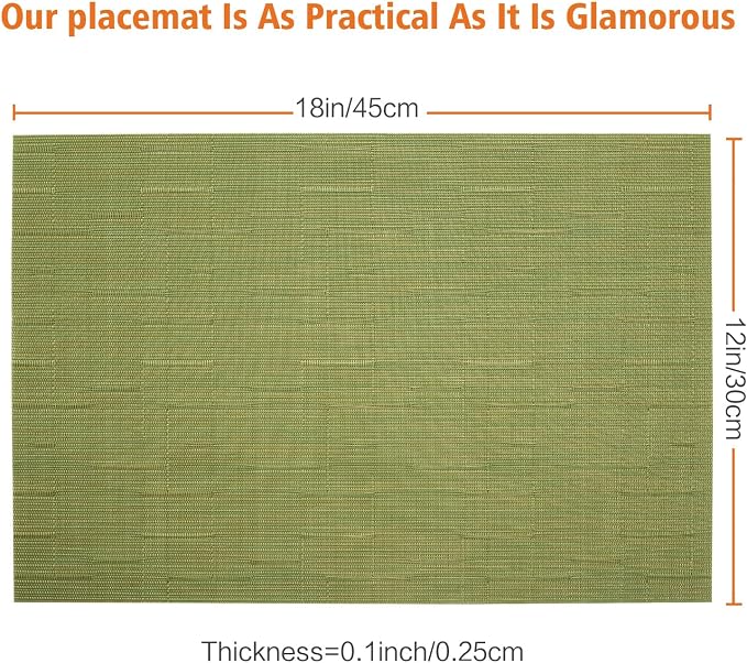 Placemats Set of 12, Vinyl PVC Heat Resistant Washable Placemats Set, Non Slip - Image 2
