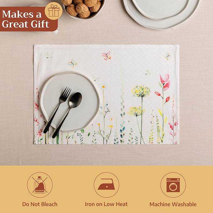 Maison d' Hermine Placemats Set of 4 Reusable 100% Cotton | Cloth Place Mats - Image 5