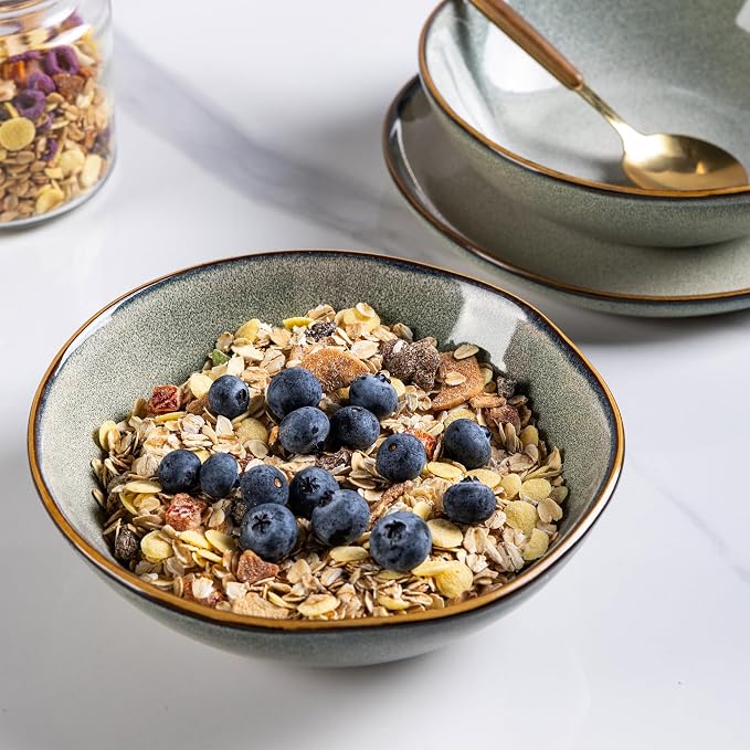 AmorArc Ceramic Cereal Bowls Set of 6, 24 oz Handmade Stoneware Bowls Set - Image 5