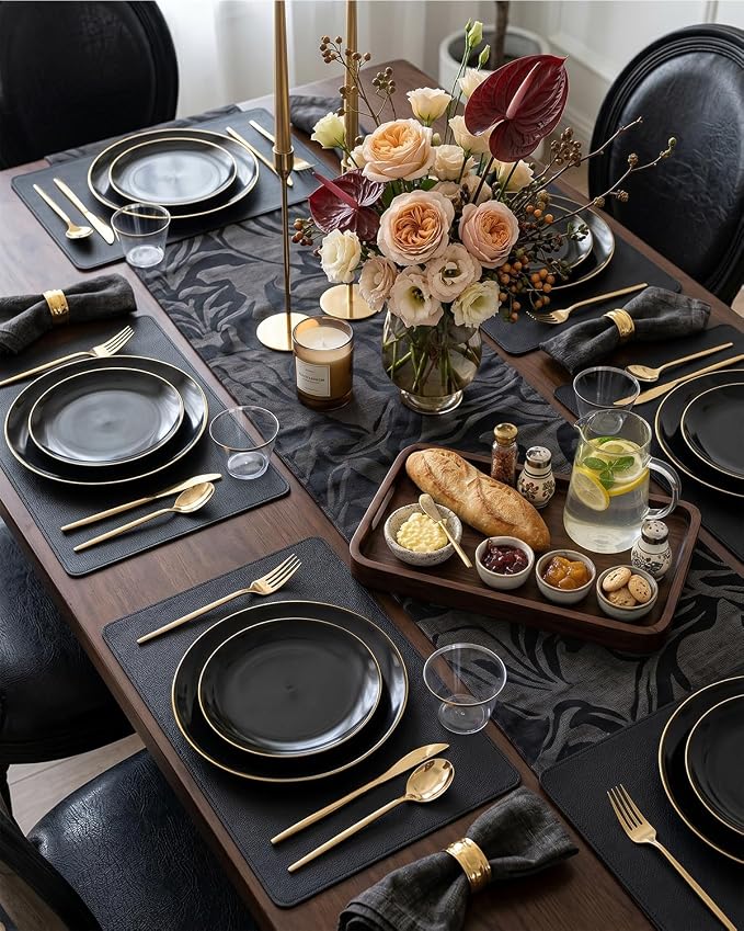 bUCLA 150PCS Black and Gold Plastic Plates - Image 6