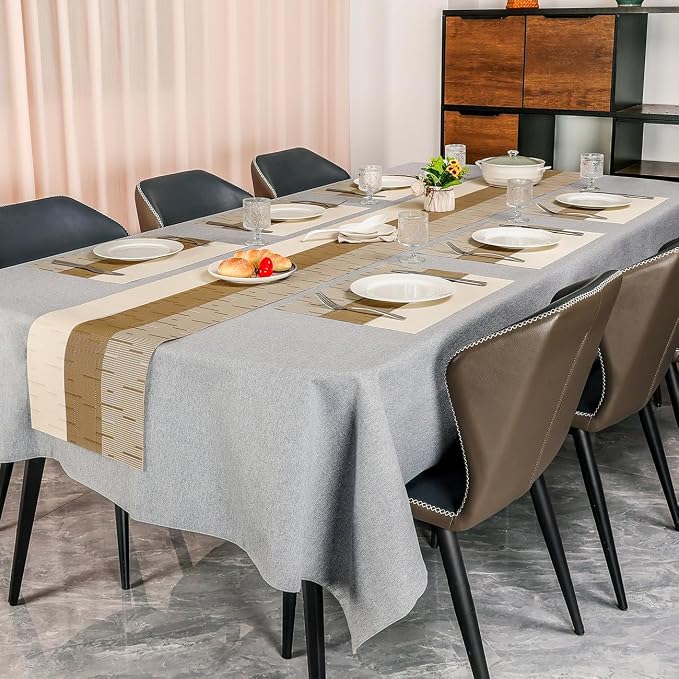 Table Runner 71 Inches Long, Vinyl Woven Farmhouse Table Runners | Washable - Image 6