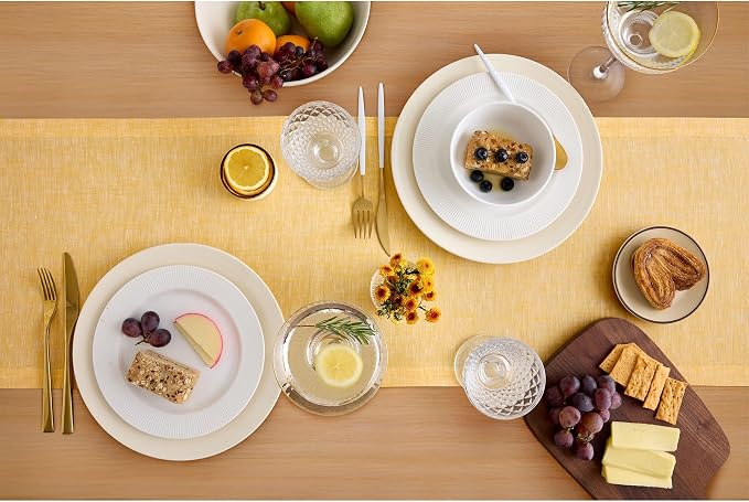 Solino Home 100% Pure Linen Table Runner Mustard Long, Athena 14 x 132 in | - Image 3