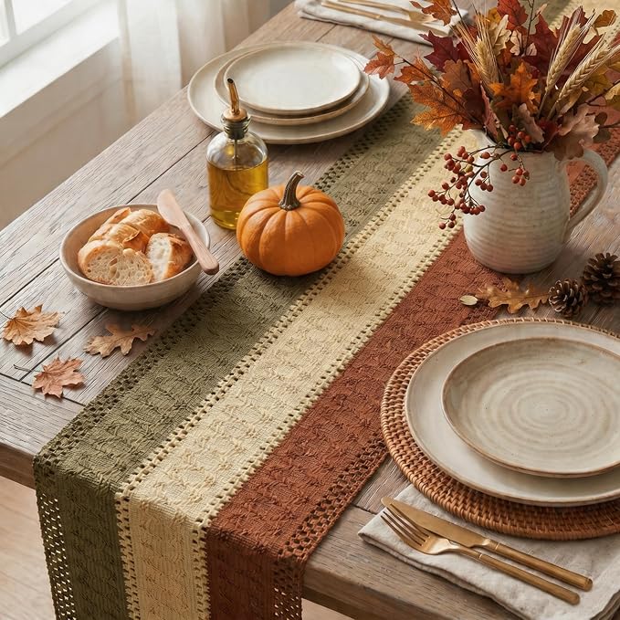 Artoid Mode Caramel Brown Coffee Farmhouse Rustic Table Runner 12x72 Inch | - Image 3
