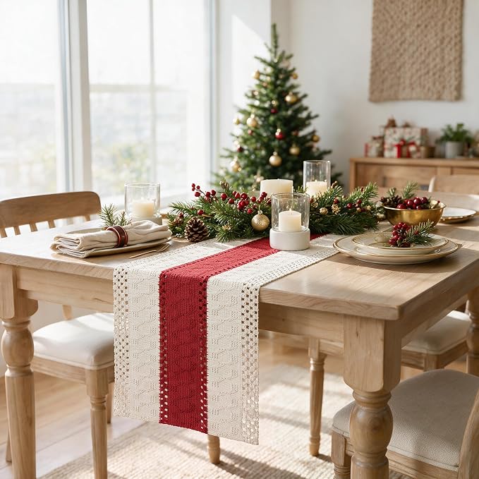 Artoid Mode Rose Red Farmhouse Rustic Table Runner 12x72 Inch | Seasonal - Image 4