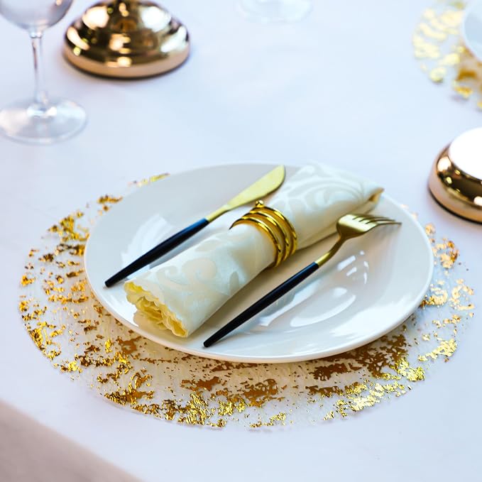 Snowkingdom Disposable Gold Placemats Set of 12 Metallic Round 13 Inch Foil - Image 2