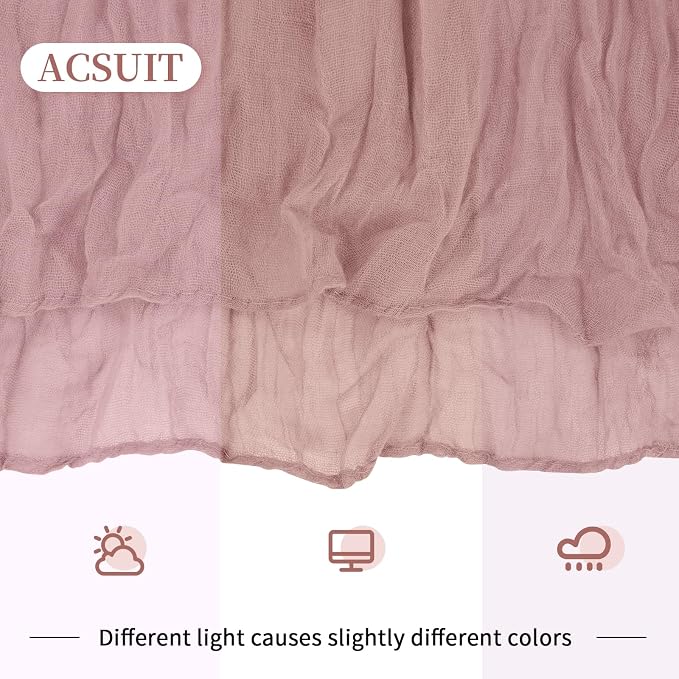 4 Pack Dusty Pink Cheesecloth Table Runner 20 x 120 inch Gauze Table Runners 10 - Image 6