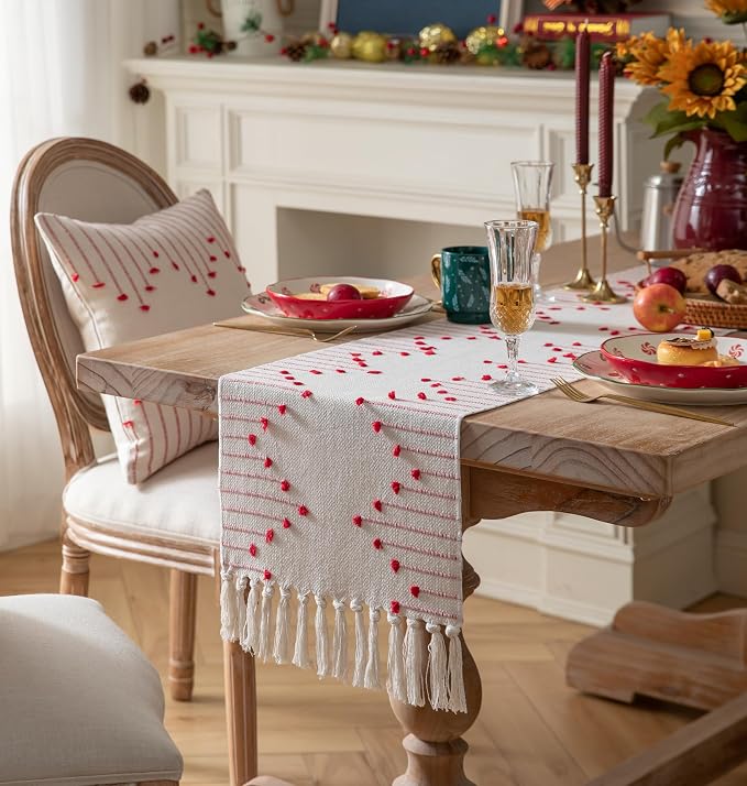 Christmas Table Runner 13 x 90 Inch Long Natural Cotton Woven Runner - Image 4