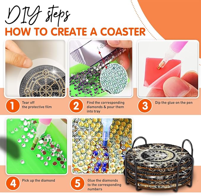 8 pcs Diamond Painting Coasters | Diamond Art Coasters | Tarot Diamond Art - Image 5