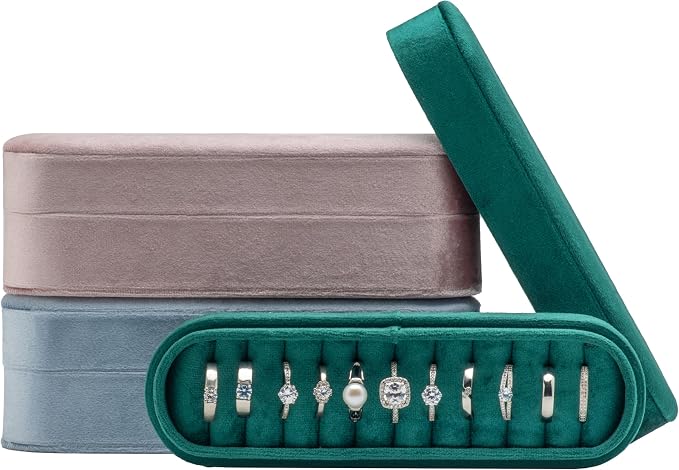 Velvet Small Multiple Ring Box Portable Organizer Display Storage | Travel Case - Image 7