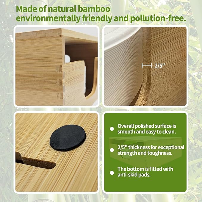 Bamboo Paper Plate Storage, Paper Plate Holders and Dispenser, fit - Image 2