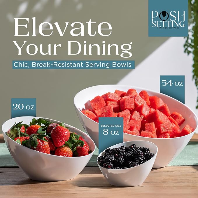 5 Pack White Angled Plastic Serving Bowls Disposable - Image 3