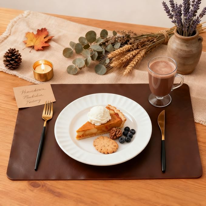 Placemats Set of 6, DOLOPL Reversible Dual-Color Faux Leather Place Mats - Image 3