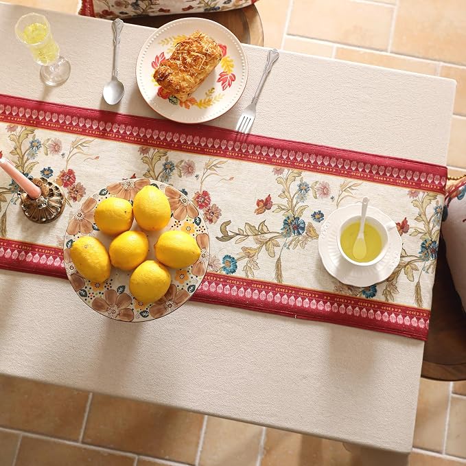 patdrea Designer Farmhouse Linen Extra Long Table Runner, Rustic Cottage Mauve - Image 8
