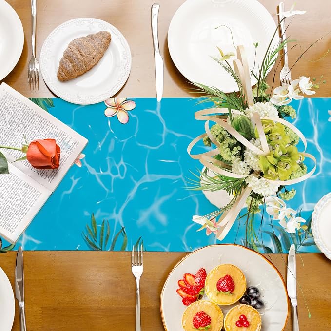 Summer Tropical Floral Table Runner Spring Float Party Burlap Table Runners - Image 8