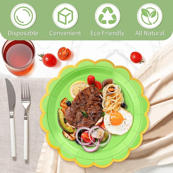 50 Pcs Lime Green Paper Plates - Image 4