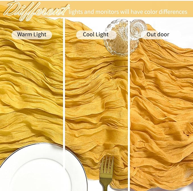 12 Pack Gold Cheesecloth Table Runner 17 x 108 Inch Gauze Table Runner Fabric - Image 4