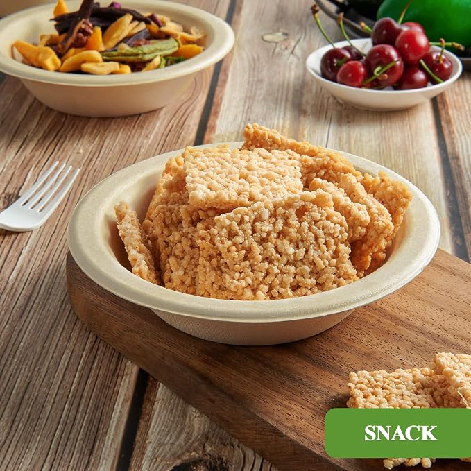 Vplus 500 Pack 12 OZ Compostable Paper Bowls, Bagasse Bowls Bulk，Nature | - Image 7