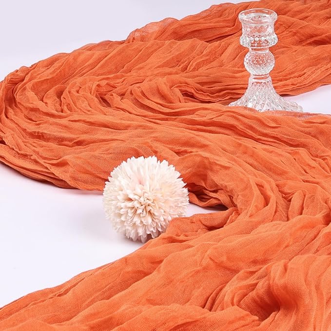 12 Pack 10Ft Orange Cheesecloth Table Runner 23 x 120 Inch | Gauze Rustic Boho - Image 3