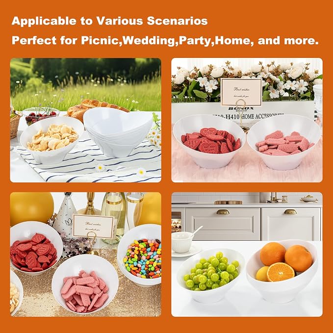 12 Pack white Plastic Serving Bowls - Image 6