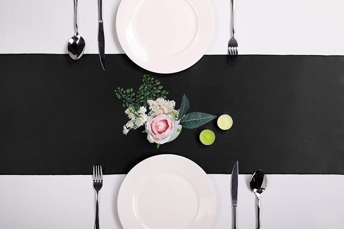 10-Pack Satin Table Runner Black 12 x 108 inches Long, Table Runners - Image 2