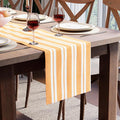 Encasa XO Table Runner, Woven Cotton Dining Runner 13"x59" Franca Yellow Stripes by EncasaXO