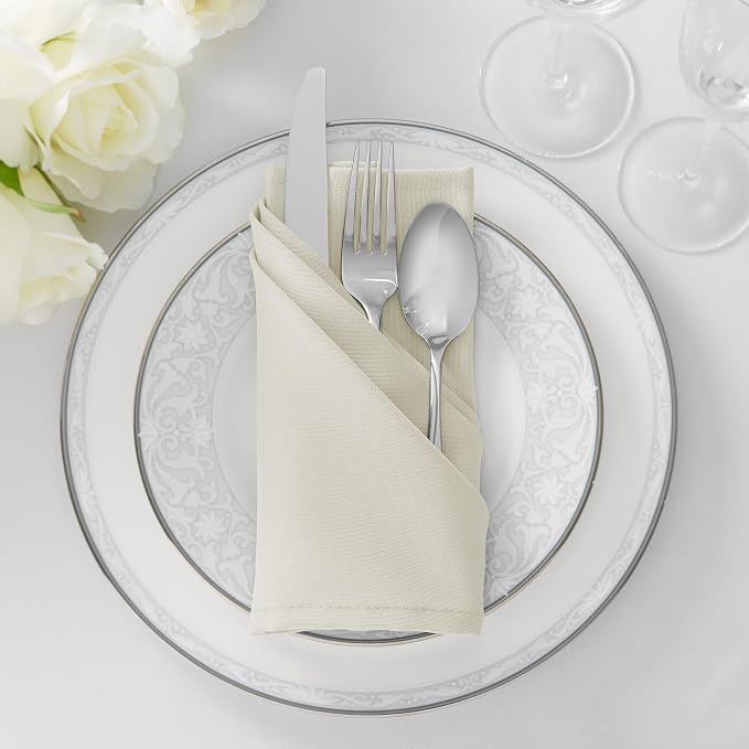 Lann's Linens Set of 12 Cloth Dinner Napkins, 20-inch Polyester Napkins - Image 4