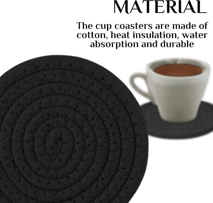 4PCS Cotton Round Woven Coasters Drink - Image 3