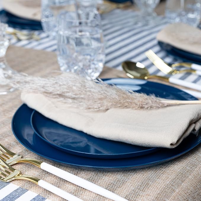 Dark Blue Plastic Party Plates Edge Collection Premium heavyweight Elegant - Image 8