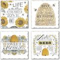 Thirstystone Honey Bees 4 Pack Assorted Tumbled Tile Stone Coasters | 4" Square by CounterArt