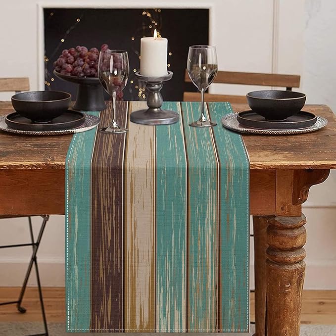 Emvency Table Runner, 13x60 Inch, Farmhouse Vintage Art | Painting Green Dining by Emvency