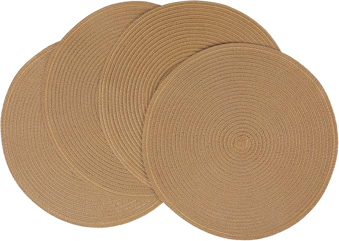 SHACOS Round Placemats Set of 4 Woven Braided Kitchen Table Placemats 15 inch by SHACOS