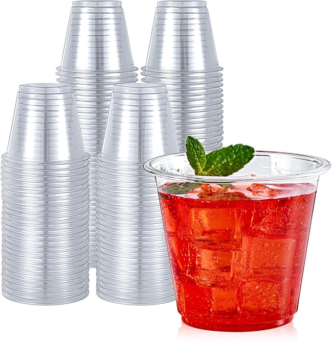 Turbo Bee 100 Pack 9oz Clear Plastic Cups, Disposable Crystal Drinking Cups by TurboBee