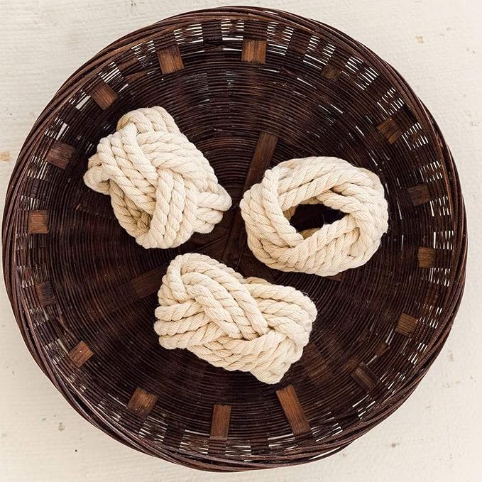 Cotton Jute Napkin Rings Handmade Braided Burlap Napkin Ring Set of 8, Natural - Image 5