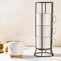 GBhome 12 OZ Stackable Coffee Mugs Set of 4, Ceramic White Coffee Cups Set | by GBhome