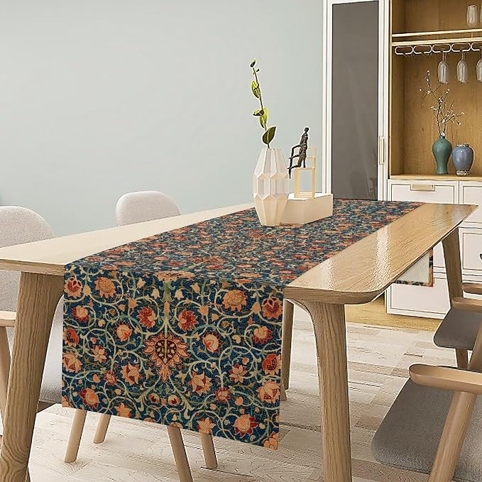 William Morris Floral Table Runner Vintage Flowers Strawberry Thief Table Runner - Image 2