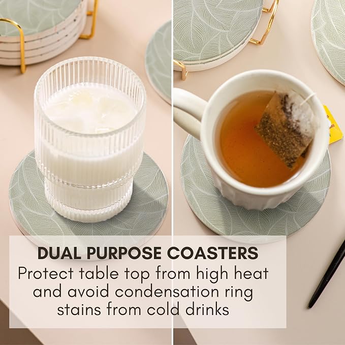 Ceramic Marble Coasters Set of 6, Absorbent Drink Coasters - Image 4