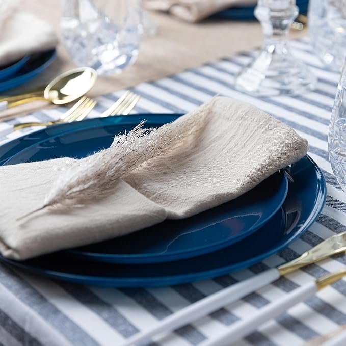 Dark Blue Plastic Party Plates Edge Collection Premium heavyweight Elegant - Image 4