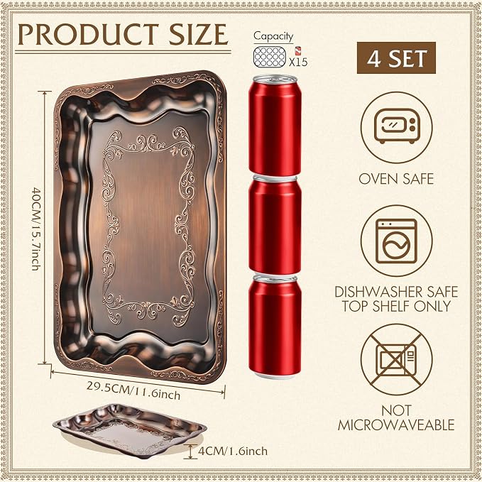 FoldTier 4 Pack Serving Trays Set - Image 3