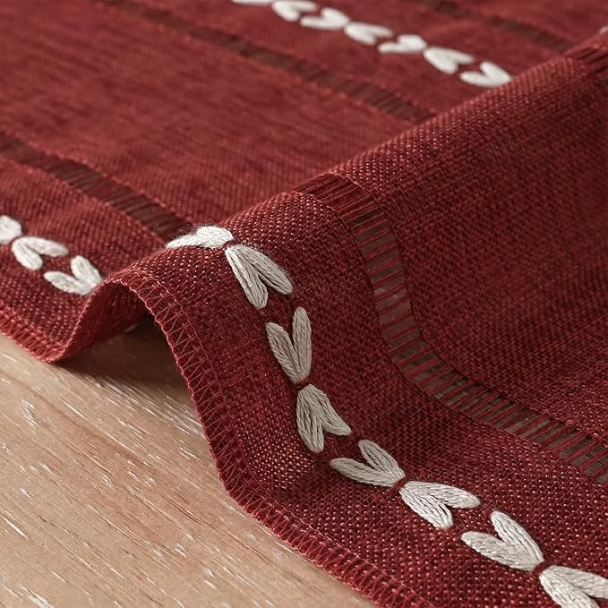 Artoid Mode Red Rustic Cotton Linen Christmas Table Runner, Seasonal - Image 5